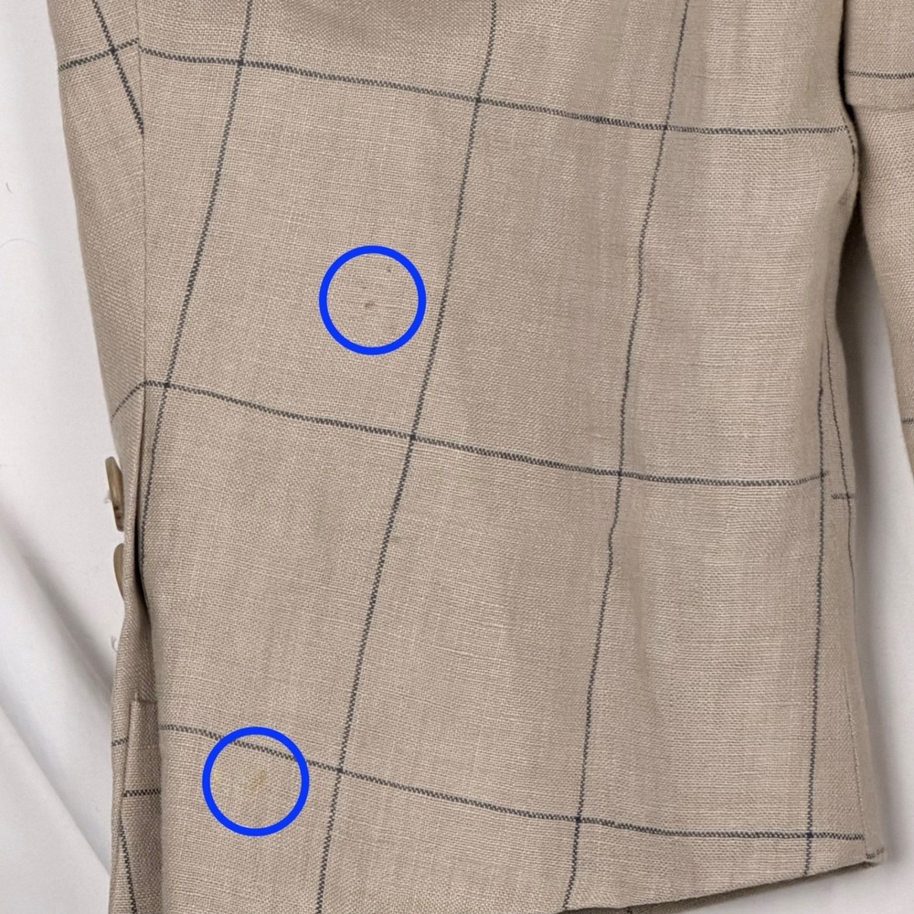 Lands End Sport Coat Blazer Tan Window Pane 100% Linen Country Club - Picture 13 of 15